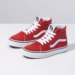 Youth Kids Sz 4 Sk8 High Vans in Racing Red